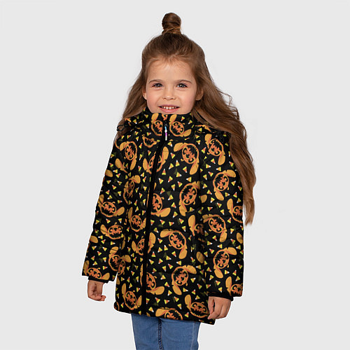 Зимняя куртка для девочки Стич Хэллоуин / 3D-Черный – фото 3