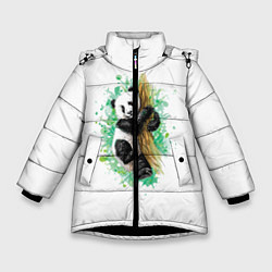 Куртка зимняя для девочки Панда, цвет: 3D-черный
