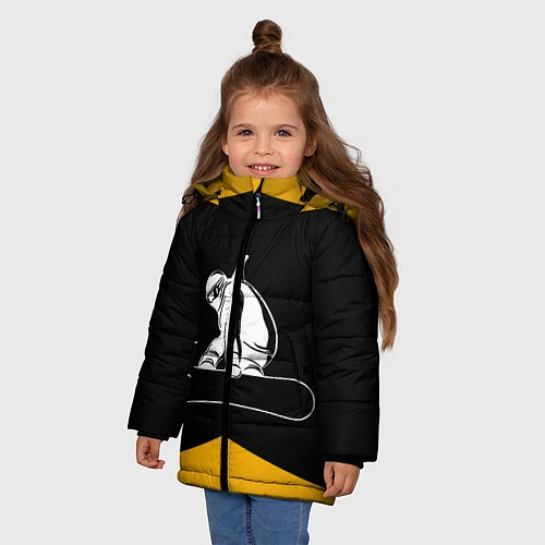 Зимняя куртка для девочки Сноубордист / 3D-Черный – фото 3