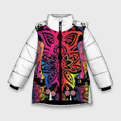 Куртка зимняя для девочки  Слон с орнаментом, цвет: 3D-черный