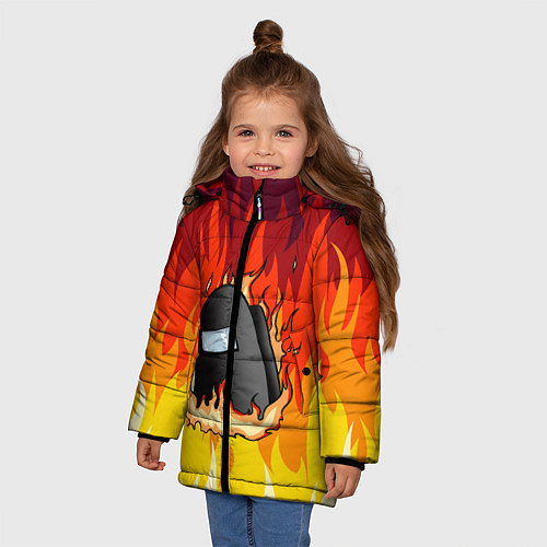 Зимняя куртка для девочки Among Us Fire Z / 3D-Светло-серый – фото 3