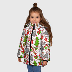 Куртка зимняя для девочки Новогодний фон, цвет: 3D-красный — фото 2