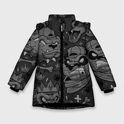 Куртка зимняя для девочки CRAZY ANIMALS, цвет: 3D-черный