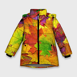 Куртка зимняя для девочки Осенние листья, цвет: 3D-светло-серый