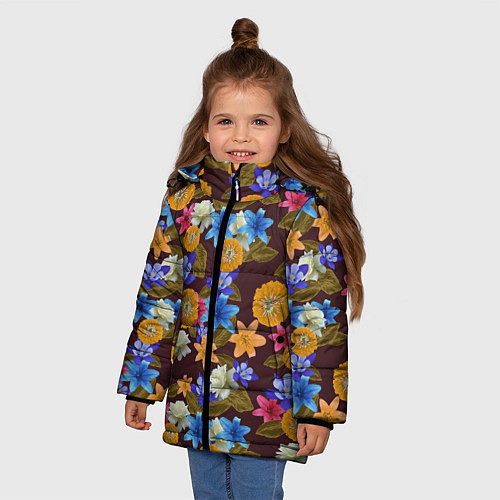Зимняя куртка для девочки Exotic Flowers / 3D-Черный – фото 3