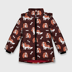 Куртка зимняя для девочки Спаниели, цвет: 3D-красный