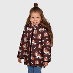 Куртка зимняя для девочки Спаниели, цвет: 3D-красный — фото 2
