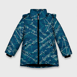 Куртка зимняя для девочки Математика, цвет: 3D-черный