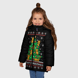 Куртка зимняя для девочки Meowy christmas, цвет: 3D-красный — фото 2