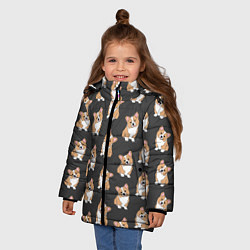 Куртка зимняя для девочки Корги малыши, цвет: 3D-черный — фото 2