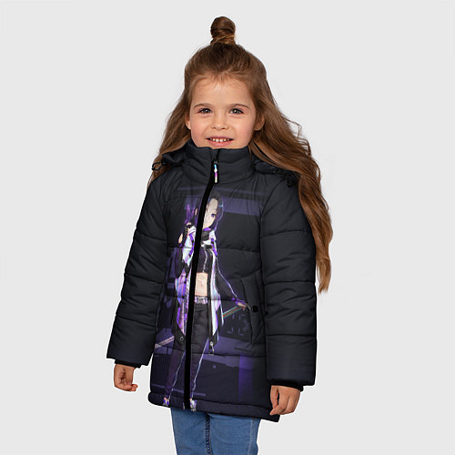 Зимняя куртка для девочки Клинок рассекающий демонов / 3D-Черный – фото 3