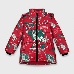 Куртка зимняя для девочки Багз Банни, цвет: 3D-красный