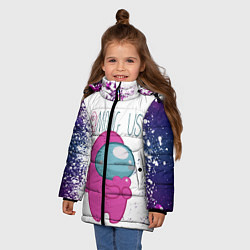 Куртка зимняя для девочки Among Us Love Z, цвет: 3D-светло-серый — фото 2