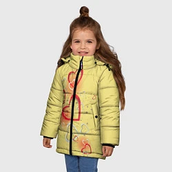 Куртка зимняя для девочки Сердечки в лимонаде, цвет: 3D-красный — фото 2