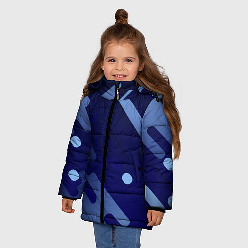 Зимняя куртка для девочки Абстрактные линии / 3D-Черный – фото 3