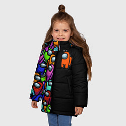 Куртка зимняя для девочки Among us, цвет: 3D-светло-серый — фото 2
