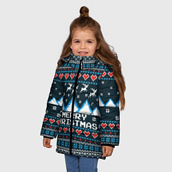 Куртка зимняя для девочки Свитер Merry Christmas, цвет: 3D-черный — фото 2