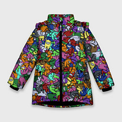 Куртка зимняя для девочки Among Us Overload, цвет: 3D-черный