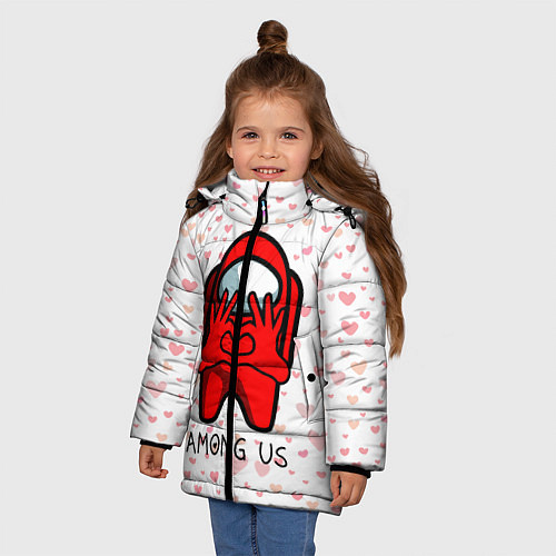 Зимняя куртка для девочки AMONG US - СЕРДЕЧКО / 3D-Черный – фото 3
