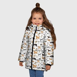 Куртка зимняя для девочки Узор собаки много, цвет: 3D-черный — фото 2
