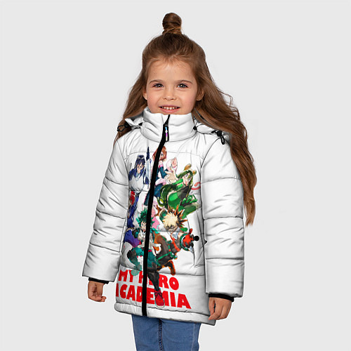 Зимняя куртка для девочки Моя геройская академия / 3D-Светло-серый – фото 3