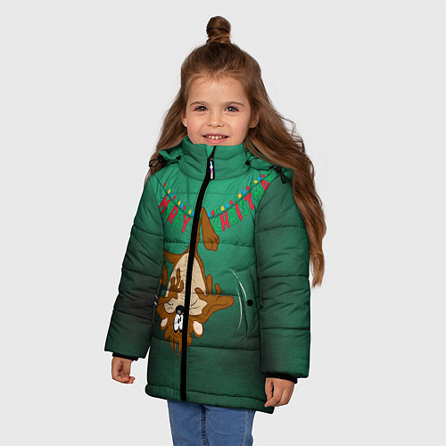 Зимняя куртка для девочки Merry Christmas / 3D-Черный – фото 3