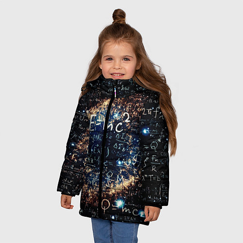 Зимняя куртка для девочки Формула Вселенной / 3D-Черный – фото 3