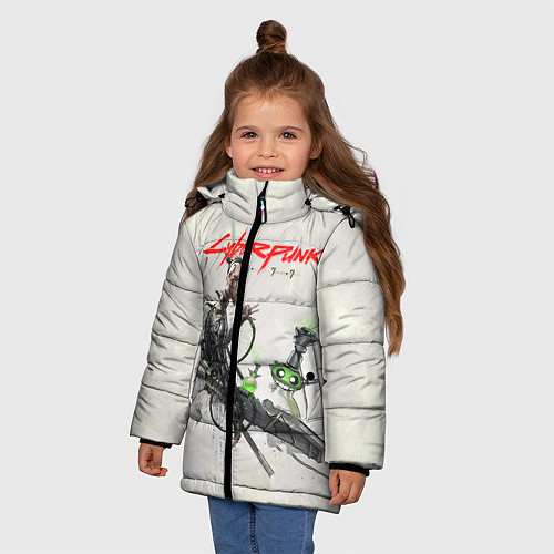 Зимняя куртка для девочки CYBERPUNK 2077 / 3D-Черный – фото 3