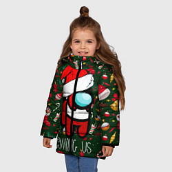 Куртка зимняя для девочки Новый Год Среди Нас, цвет: 3D-черный — фото 2