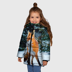 Куртка зимняя для девочки Лиса в зимнем лесу, цвет: 3D-черный — фото 2