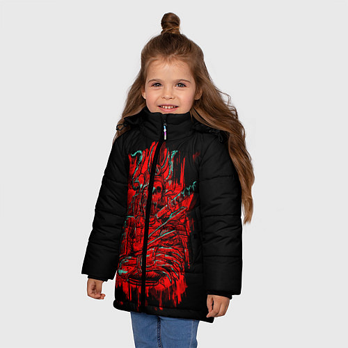 Зимняя куртка для девочки Death Samurai / 3D-Красный – фото 3
