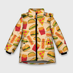 Куртка зимняя для девочки Фастфуд, цвет: 3D-светло-серый
