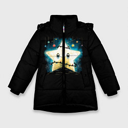 Куртка зимняя для девочки Новогодняя звезда, цвет: 3D-черный