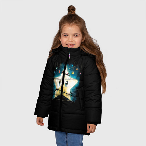 Зимняя куртка для девочки Новогодняя звезда / 3D-Черный – фото 3