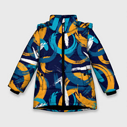 Куртка зимняя для девочки Абстрактные вихри, цвет: 3D-черный