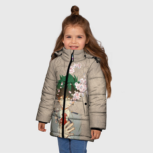 Зимняя куртка для девочки Моя геройская академия / 3D-Светло-серый – фото 3