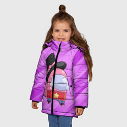 Куртка зимняя для девочки AMONG US - В шляпке, цвет: 3D-черный — фото 2