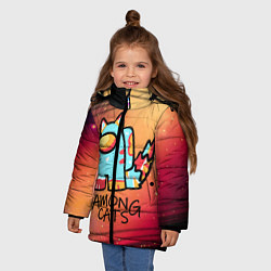 Куртка зимняя для девочки AMONG US - КОТИК, цвет: 3D-светло-серый — фото 2
