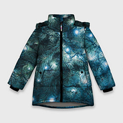 Куртка зимняя для девочки Новогодняя Ёлка, цвет: 3D-светло-серый