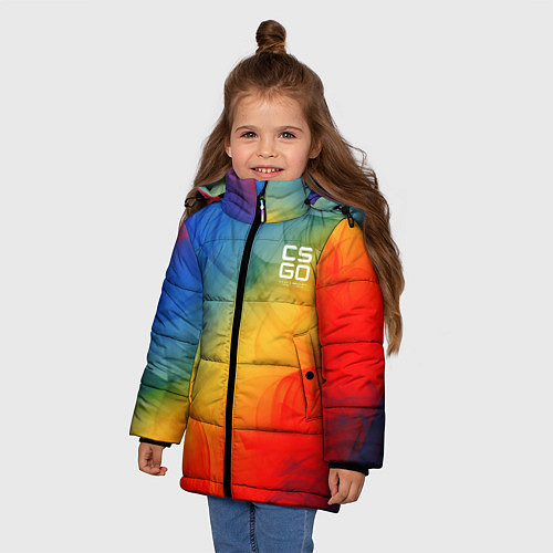 Зимняя куртка для девочки Cs:go Marble Fade Мраморный Градиент / 3D-Черный – фото 3