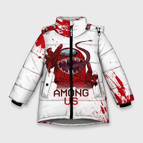 Зимняя куртка для девочки AMONG US - МОНСТР / 3D-Светло-серый – фото 1