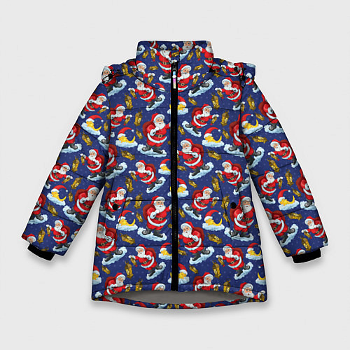 Зимняя куртка для девочки Новый Год / 3D-Светло-серый – фото 1