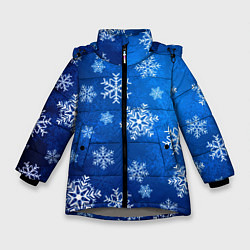 Куртка зимняя для девочки Новый Год Снежинки, цвет: 3D-светло-серый