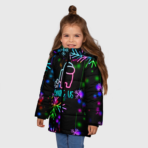 Зимняя куртка для девочки Among Us New Year / 3D-Черный – фото 3