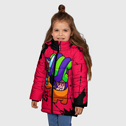 Куртка зимняя для девочки AMONG US - ORANGE & GREEN, цвет: 3D-красный — фото 2