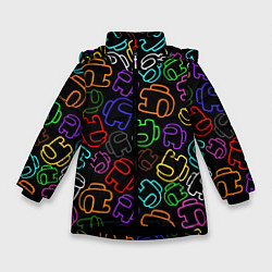 Куртка зимняя для девочки AMONG US NEON, цвет: 3D-черный