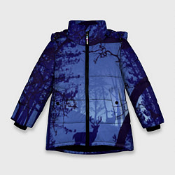 Куртка зимняя для девочки ЛЕС, цвет: 3D-черный