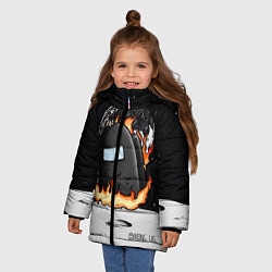 Куртка зимняя для девочки Among Us fire, цвет: 3D-светло-серый — фото 2