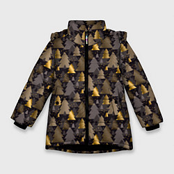 Куртка зимняя для девочки Ёлочки, цвет: 3D-черный