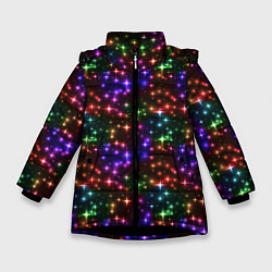 Куртка зимняя для девочки Разноцветное Сияние, цвет: 3D-черный